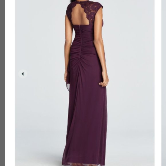 Xscape Dresses Xscape Cap Sleeve Jersey Dress With Lace Detail And Shawl Plum Poshmark